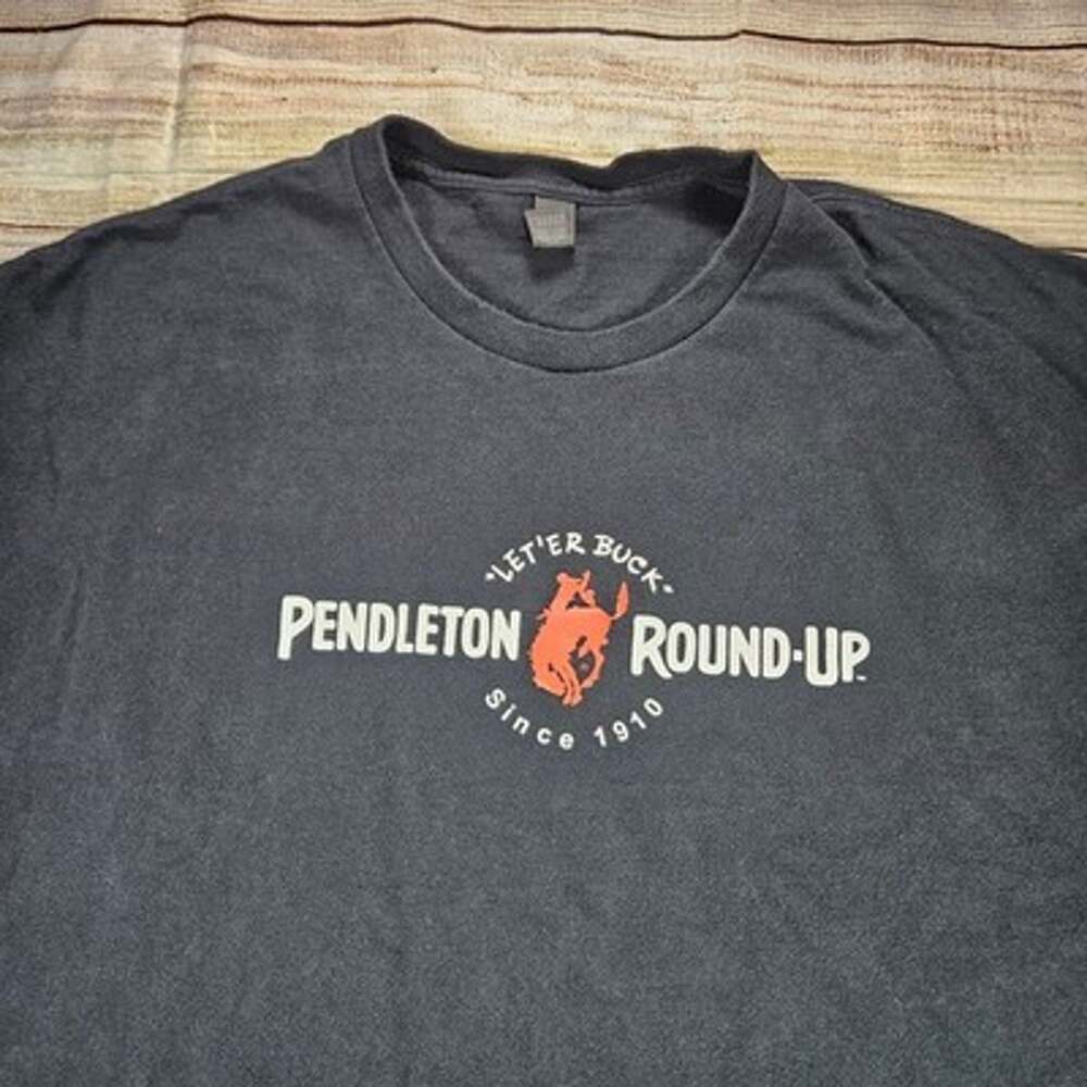 Gildan T-Shirt Men's Black 3XL Pendleton Round-Up Let'er Buck 100% Cotton